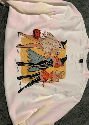 Baskılı Beyaz Kadın Sweatshirt