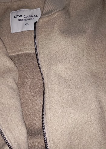 xl Beden Bej Kadın Keten Fermuarlı Ceket