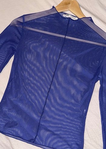 Pull and Bear Şeffaf Lacivert Balıkçı Yaka Kadın Bluz - Görsel 4