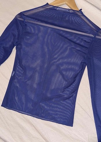 Pull and Bear Şeffaf Lacivert Balıkçı Yaka Kadın Bluz - Görsel 5