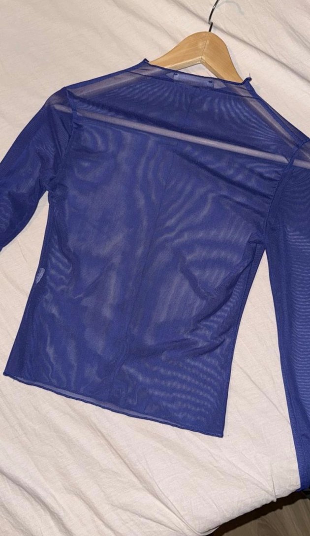 Pull and Bear Şeffaf Lacivert Balıkçı Yaka Kadın Bluz - Görsel 5