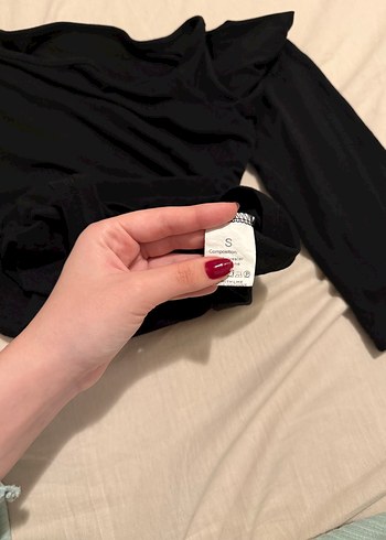 Siyah Uzun Kollu Drapeli Bluz - Görsel 3