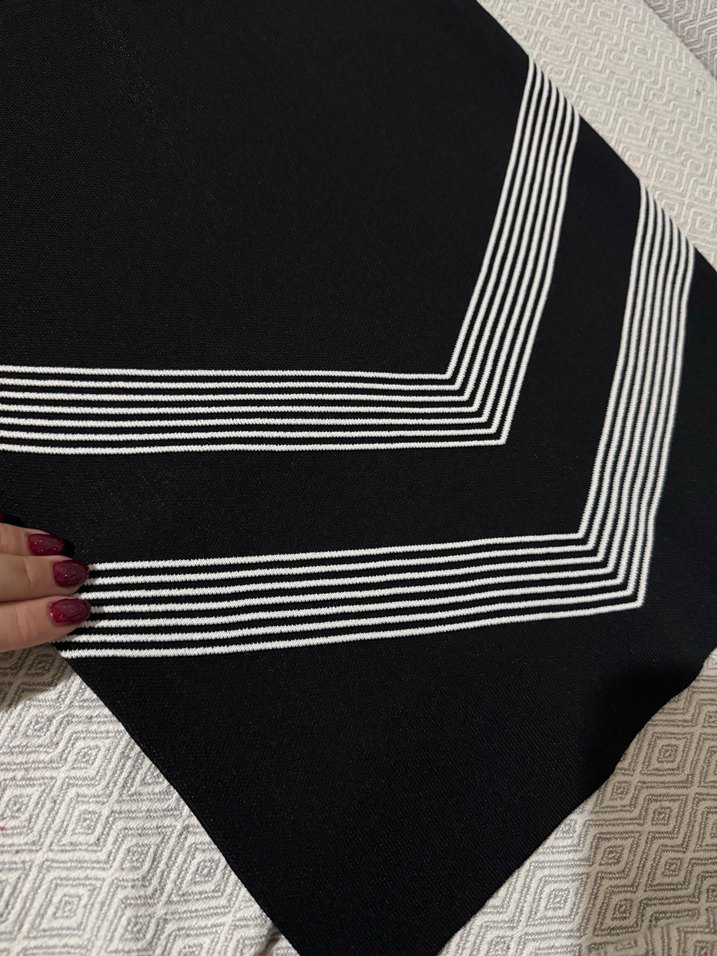 adL Çizgili Pilili Siyah Midi Kalem Etek - Görsel 3