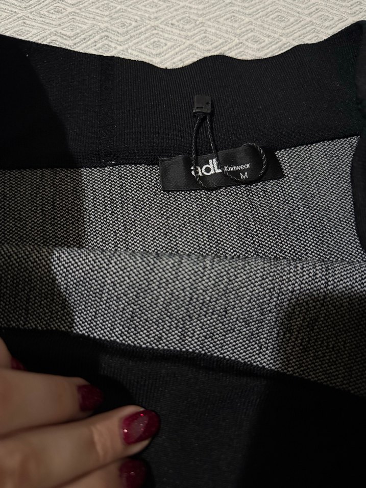 adL Çizgili Pilili Siyah Midi Kalem Etek - Görsel 4