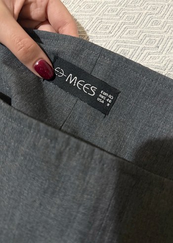 Gri Midi Pilili Kadın Kalem Etek - Görsel 3