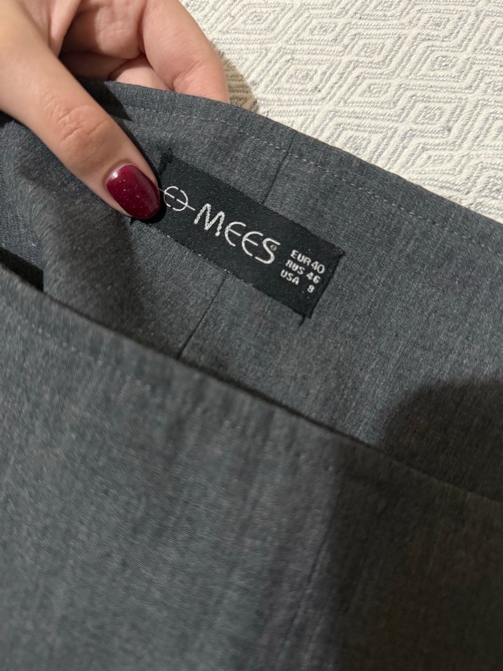 Gri Midi Pilili Kadın Kalem Etek - Görsel 3