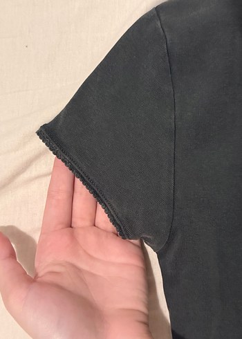 Gri Baskılı Kısa Kollu Kadın Tişört - Görsel 4