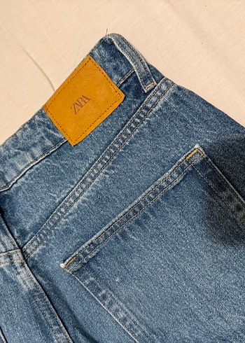 Kadın Mavi Midi Boy Bol Kesim Kot Pantolon - Görsel 4