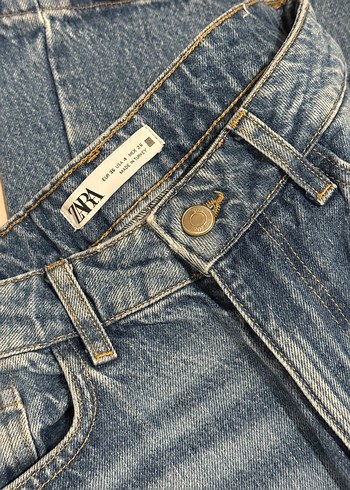 Kadın Mavi Midi Boy Bol Kesim Kot Pantolon - Görsel 3