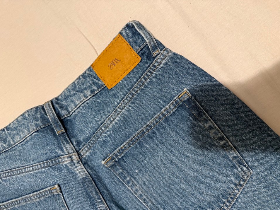 Kadın Mavi Midi Boy Bol Kesim Kot Pantolon - Görsel 4