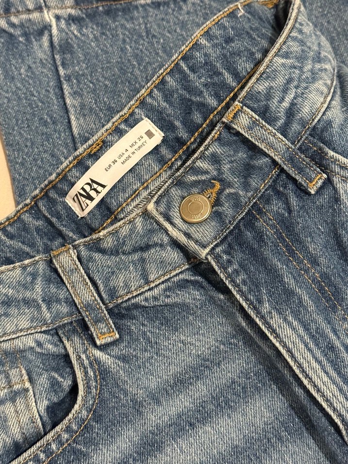 Kadın Mavi Midi Boy Bol Kesim Kot Pantolon - Görsel 3