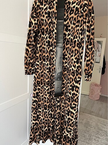 Leopar Desenli Elbise
