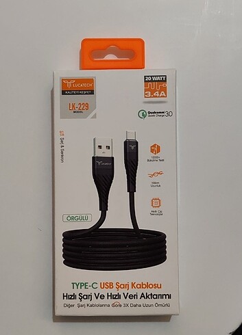 Beden Renk Lucatech Lk-229 20W 3.4A TypeC USB Şarj Kablosu