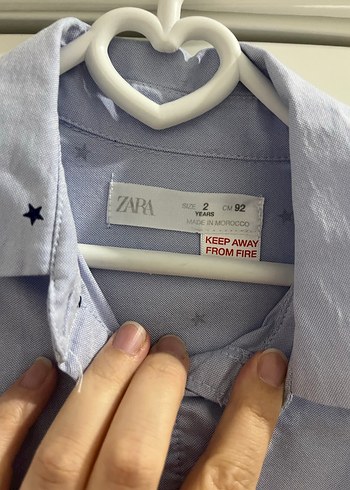 Kız Çocuk Mavi Uzun Kollu Baskılı Gömlek - Görsel 3