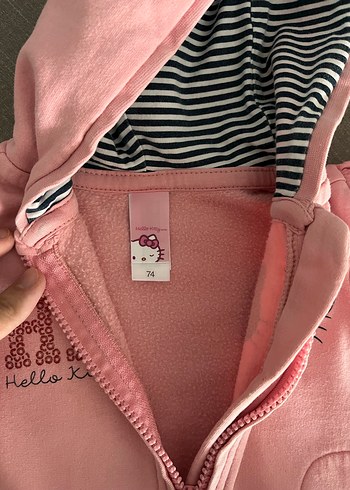 Pembe Kapüşonlu Nakışlı Bebek Kız Takımı - Görsel 2