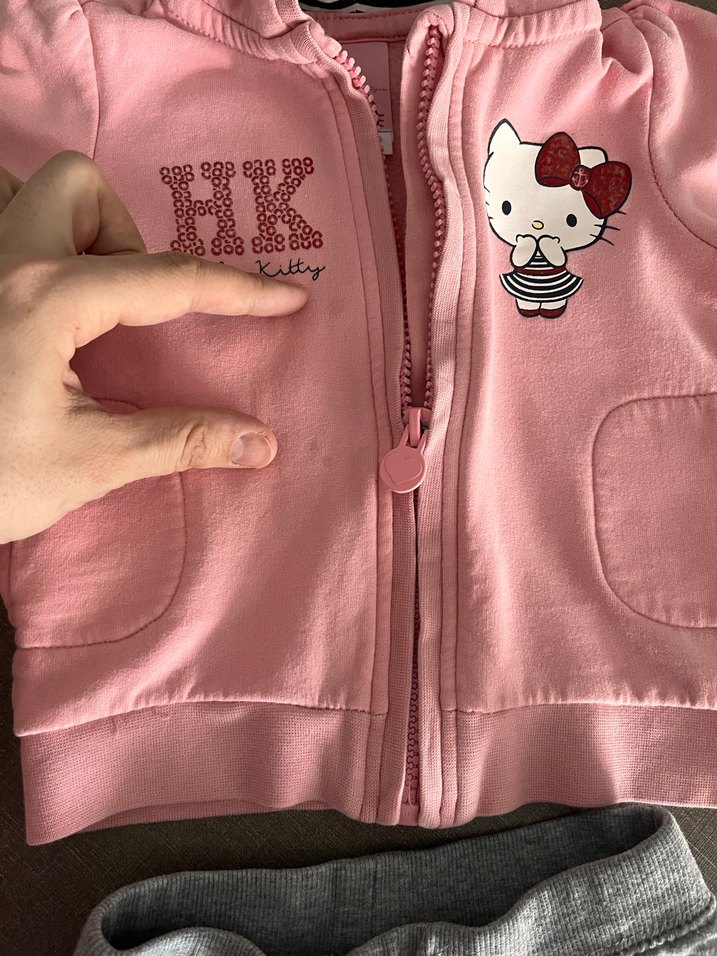 Pembe Kapüşonlu Nakışlı Bebek Kız Takımı - Görsel 4