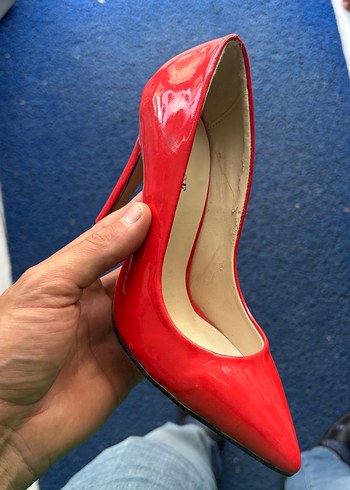 36 Beden Parlak Kırmızı Stiletto Topuklu Kadın Ayakkabı