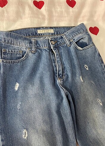 38 Beden mavi Renk Yırtmaçlı kadın pantolon