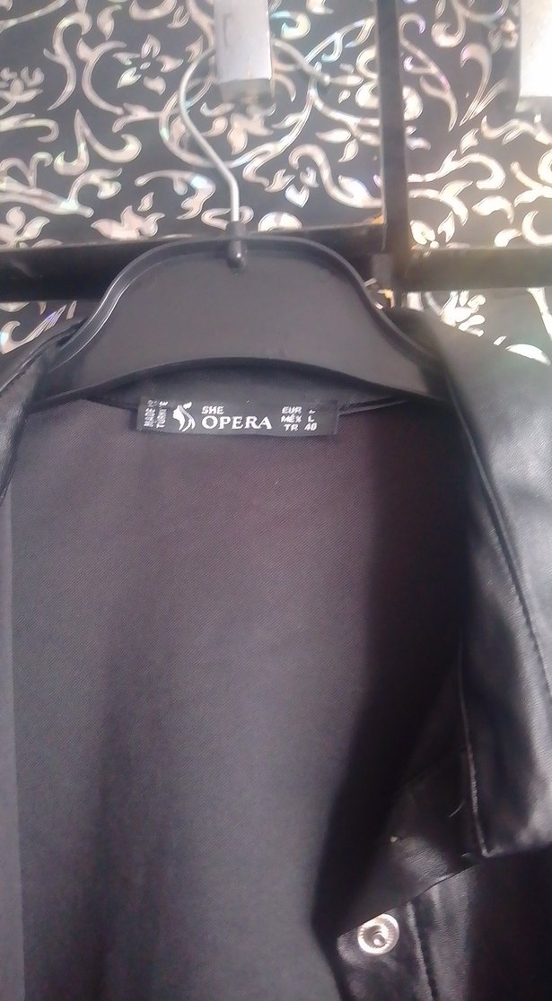 Düğmeli Siyah Uzun Deri Kadın Ceket - Görsel 2