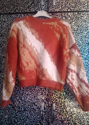 Bohem Renkli Uzun Kollu Kadın Triko Kazak - Görsel 2