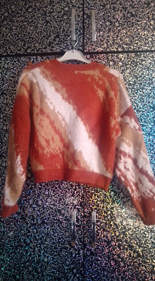 Bohem Renkli Uzun Kollu Kadın Triko Kazak - Görsel 2