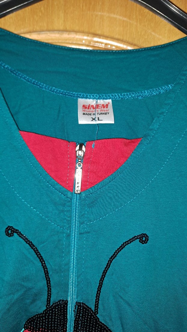 Turkuaz Baskılı Emzirme Gecelik, V Yaka, Kısa Kollu - Görsel 3