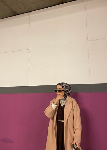 Camel Renk Uzun Kadın Kaban - Görsel 2