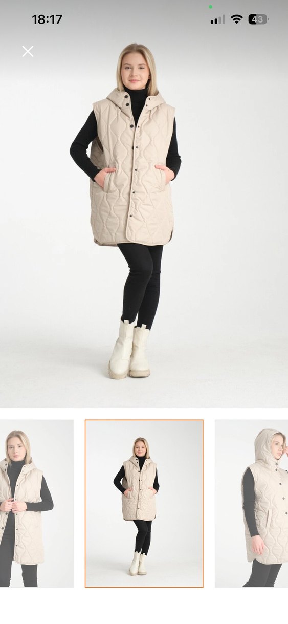 Wise Bej Kapitone Oversize Kadın Yelek - Görsel 2