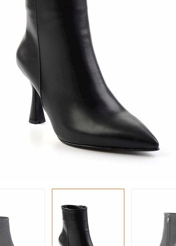 Siyah Deri Kadın Stiletto Bot - Görsel 2