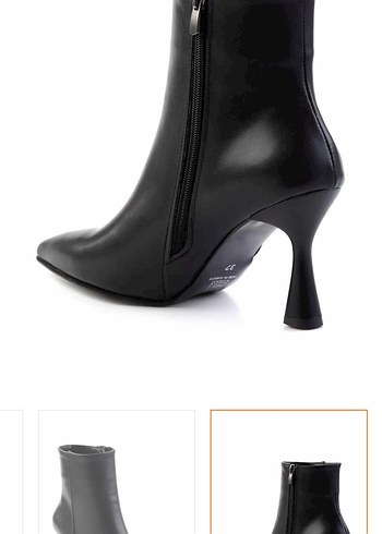 Siyah Deri Kadın Stiletto Bot - Görsel 3