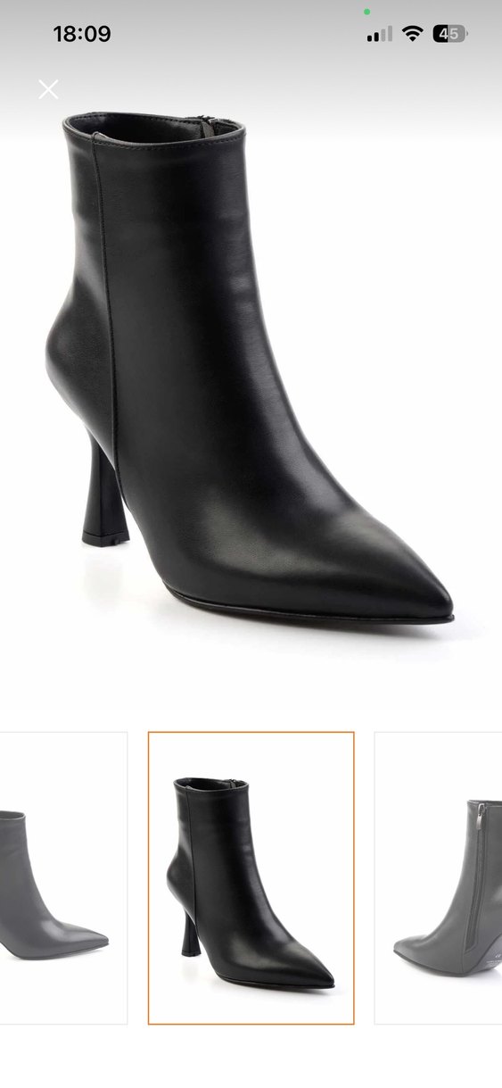 Siyah Deri Kadın Stiletto Bot - Görsel 2