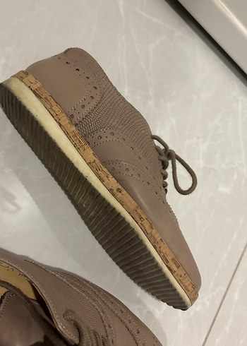 Bej Kadın Dolgu Topuklu Bağcıklı Klasik Ayakkabı - Görsel 2