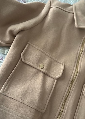 Bej Fermuarlı Kısa Kadın Ceket - Görsel 3