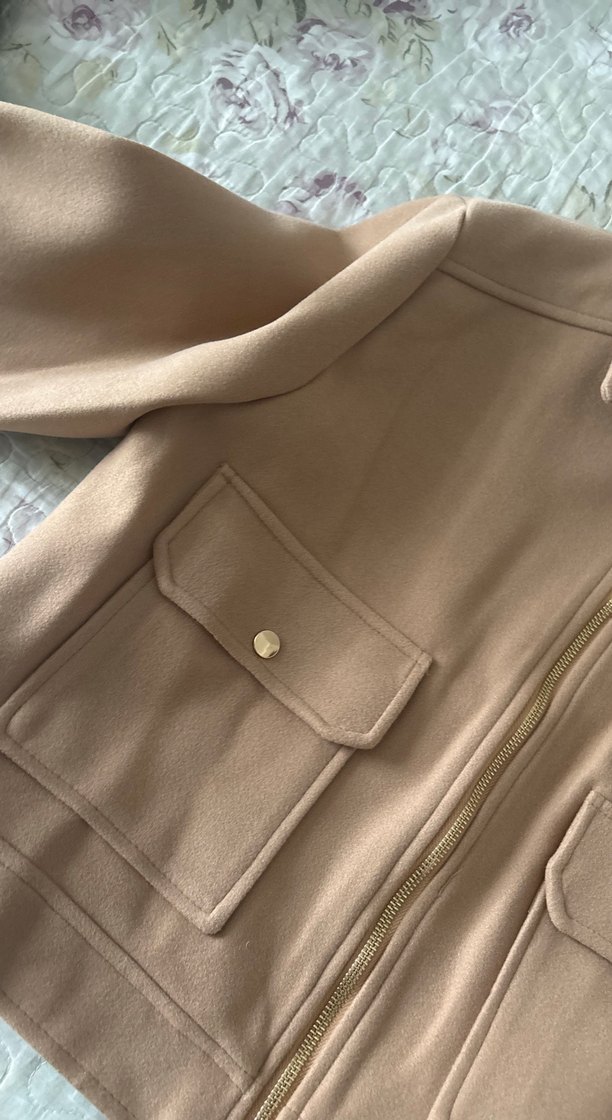 Bej Süet Mini Kadın Ceket - Görsel 3