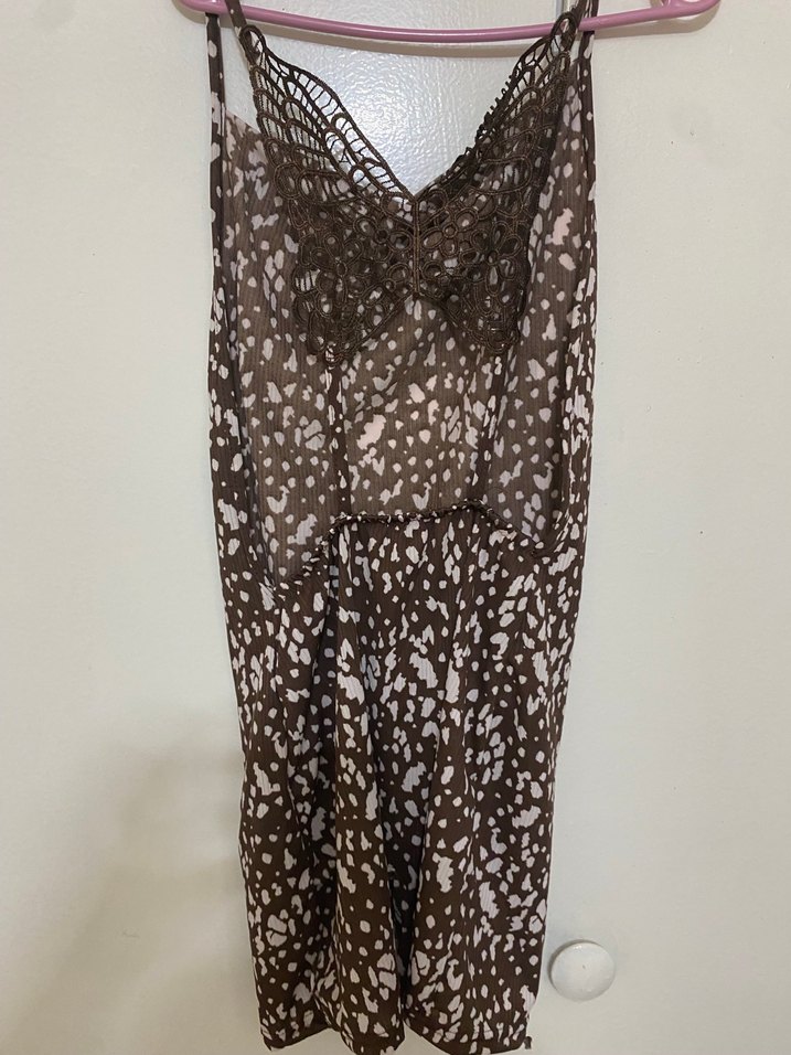 Bej Dantel Detaylı Bohem Kadın mini tulum - Görsel 4