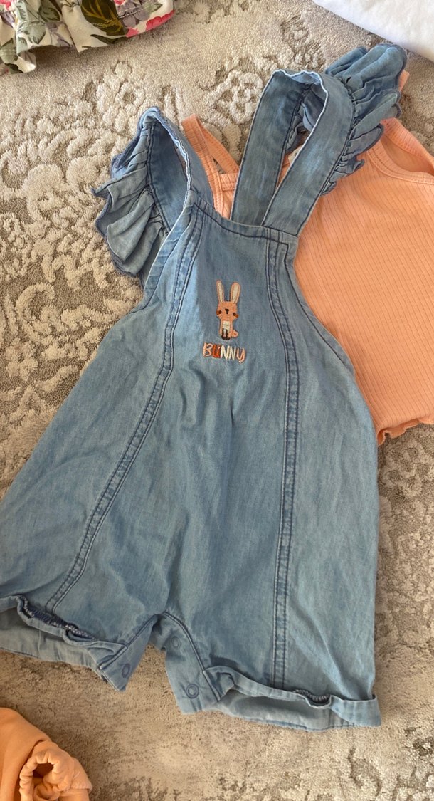 Kızlar için mavi kot şort tulum ebebek - Görsel 2