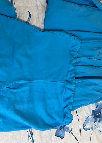 Mavi Parlak Uzun Kollu Hemşirelik Sabahlığı - Görsel 3