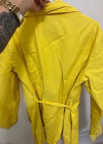 Sarı Düğmeli Midi Trençkot - Görsel 3