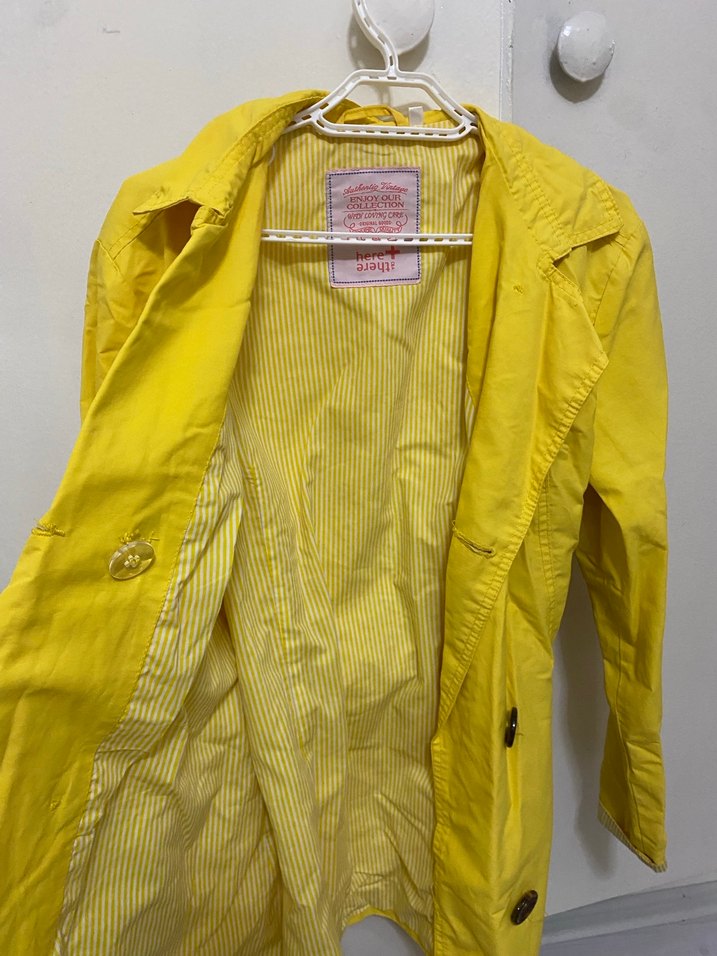 Sarı Düğmeli Midi Trençkot - Görsel 2