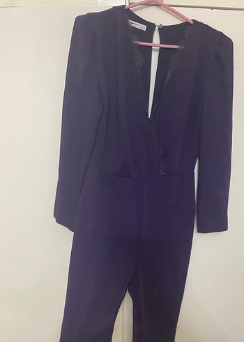 Mor Uzun Kollu Kadın Tulum - Görsel 3