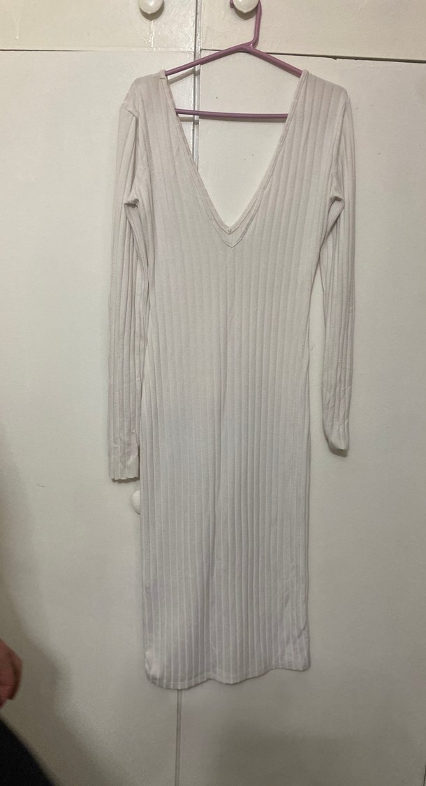 Uzun Kollu V Yaka Kadın Elbise - Görsel 3