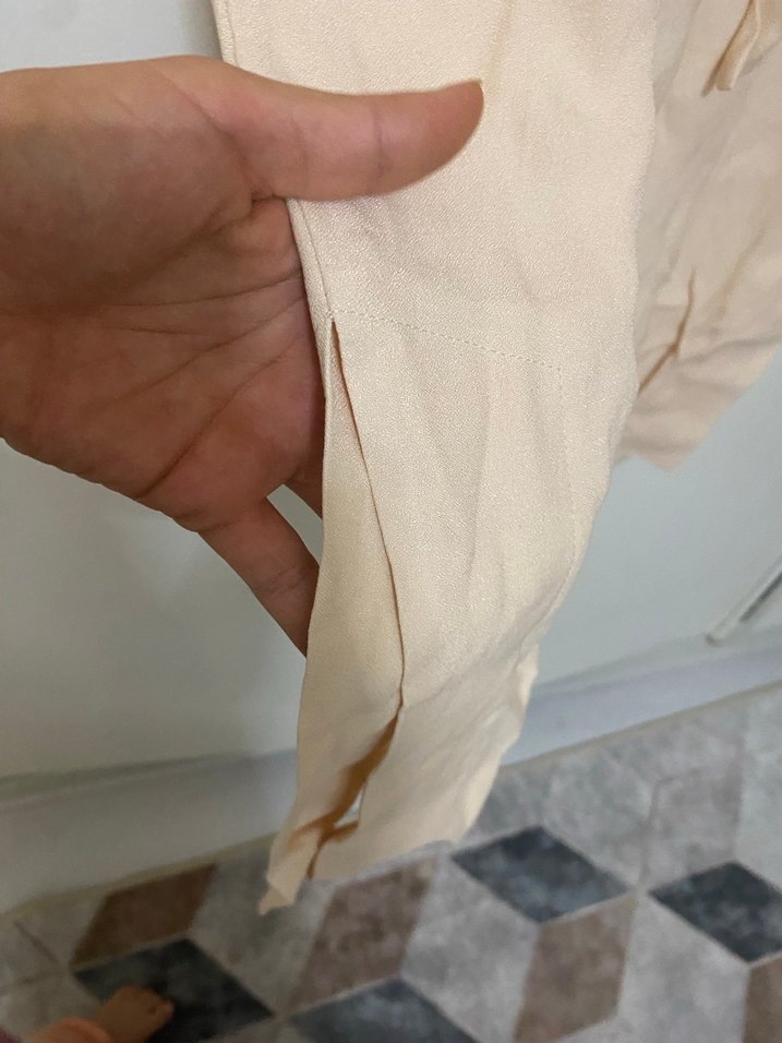 Bej Kadın Uzun Kollu Salaş Uzun Elbise - Görsel 3