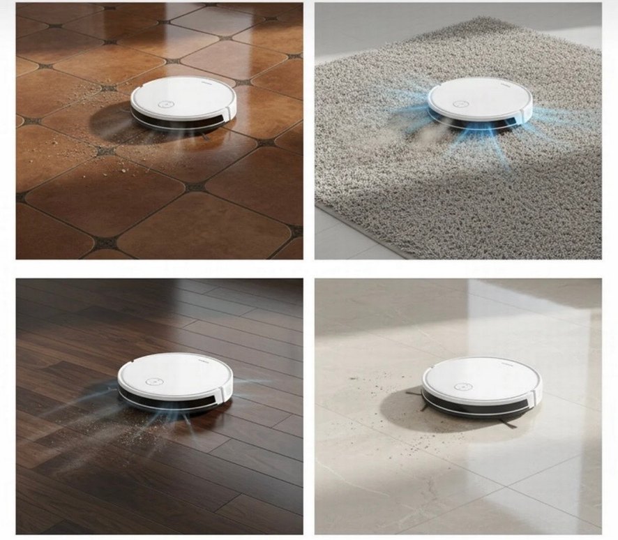 Beyaz ve Gri Robot Süpürge - Görsel 4