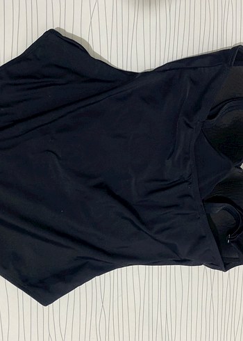 Uzun Siyah Drapeli Kadın Mayo - Görsel 2