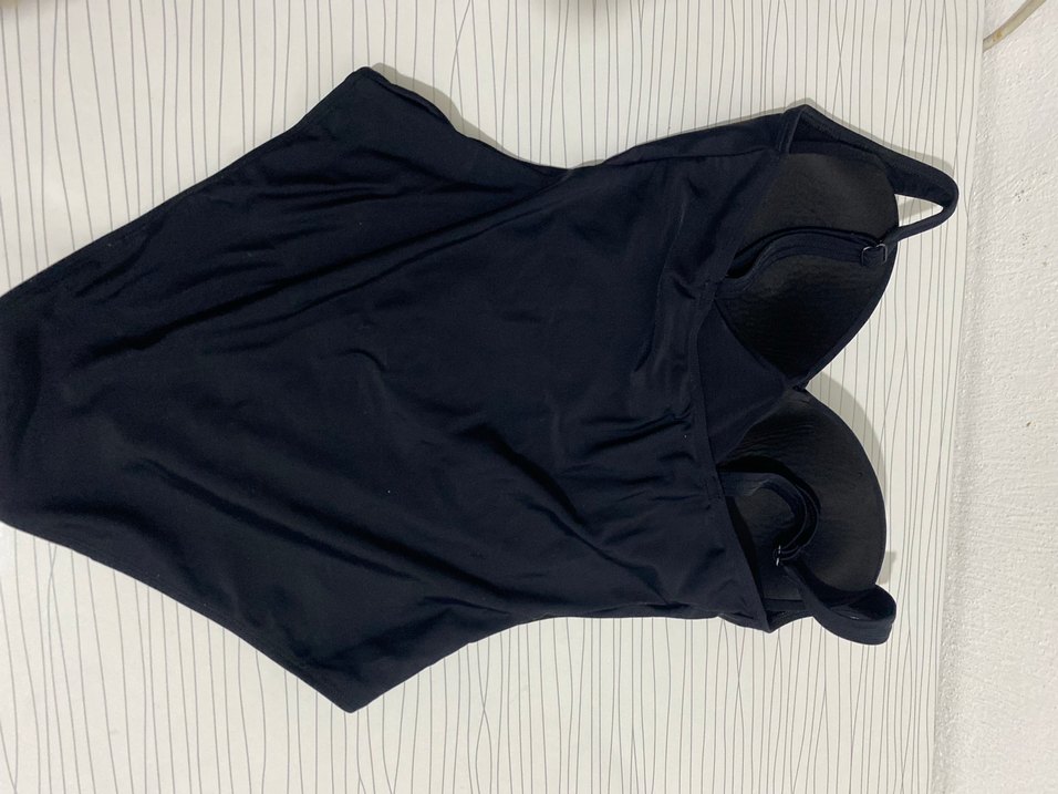 Uzun Siyah Drapeli Kadın Mayo - Görsel 2