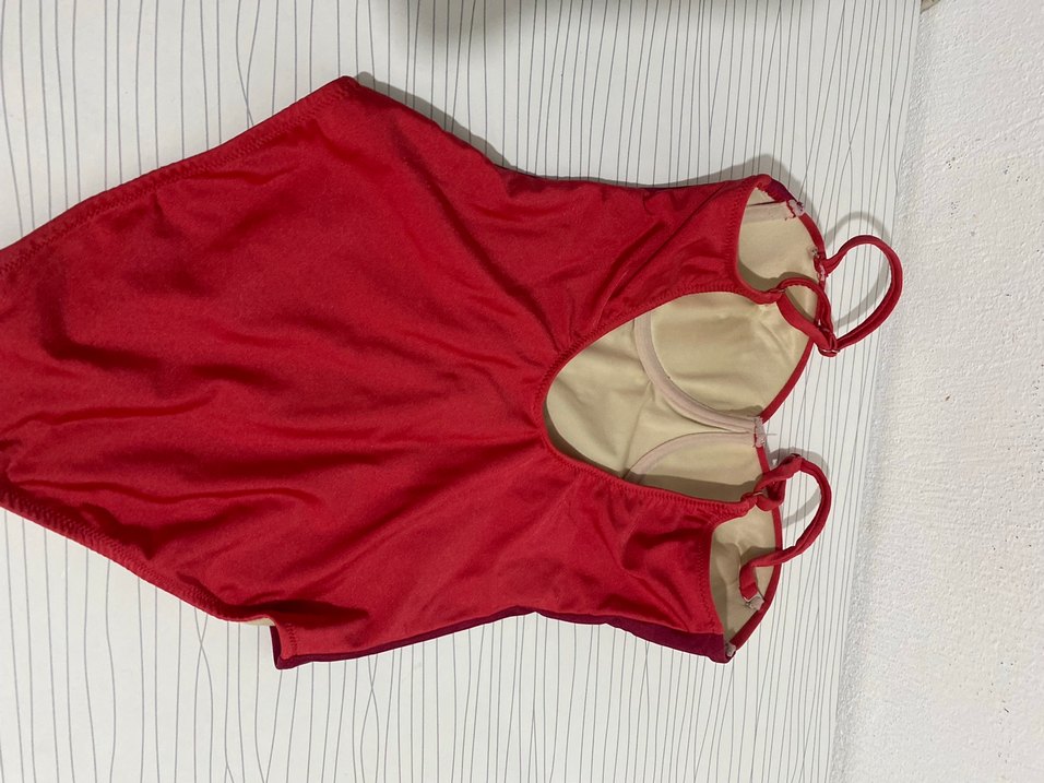 Kırmızı Pilili İnce Askılı Kadın Mayo - Görsel 3