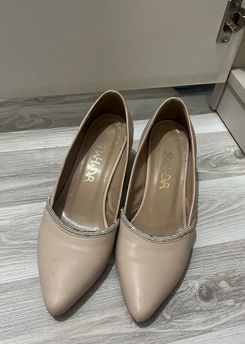Bej Kadın Topuklu Babet Ayakkabı