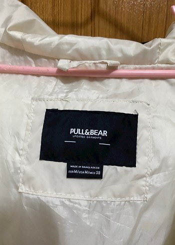 Pull and Bear Beyaz Fermuarlı Erkek Kışlık Mont