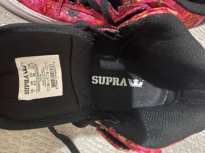 38 Beden Pembe Çok Renkli Siyah Bağcıklı Supra Spor Ayakkabı
