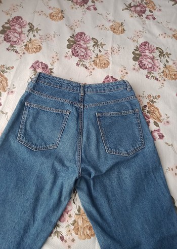 m Beden mavi Renk Kadın Mavi Bol Kesim Midi Denim Jean